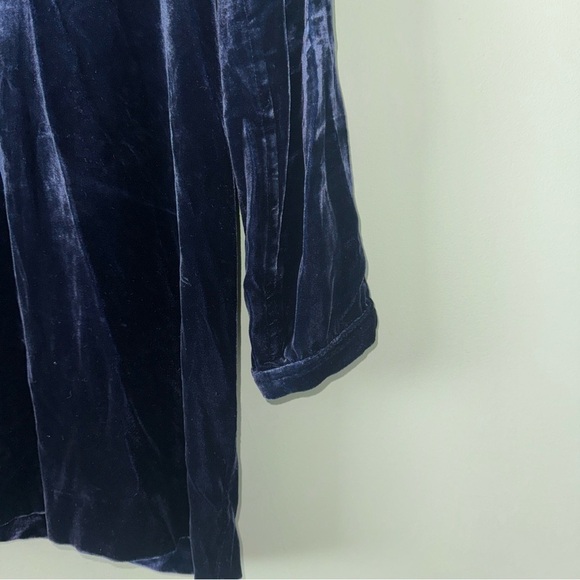 Sundance Hendrix Silk Blend Navy Velvet Shirt Mini Dress Long Sleeve Sz XS - Picture 5 of 11